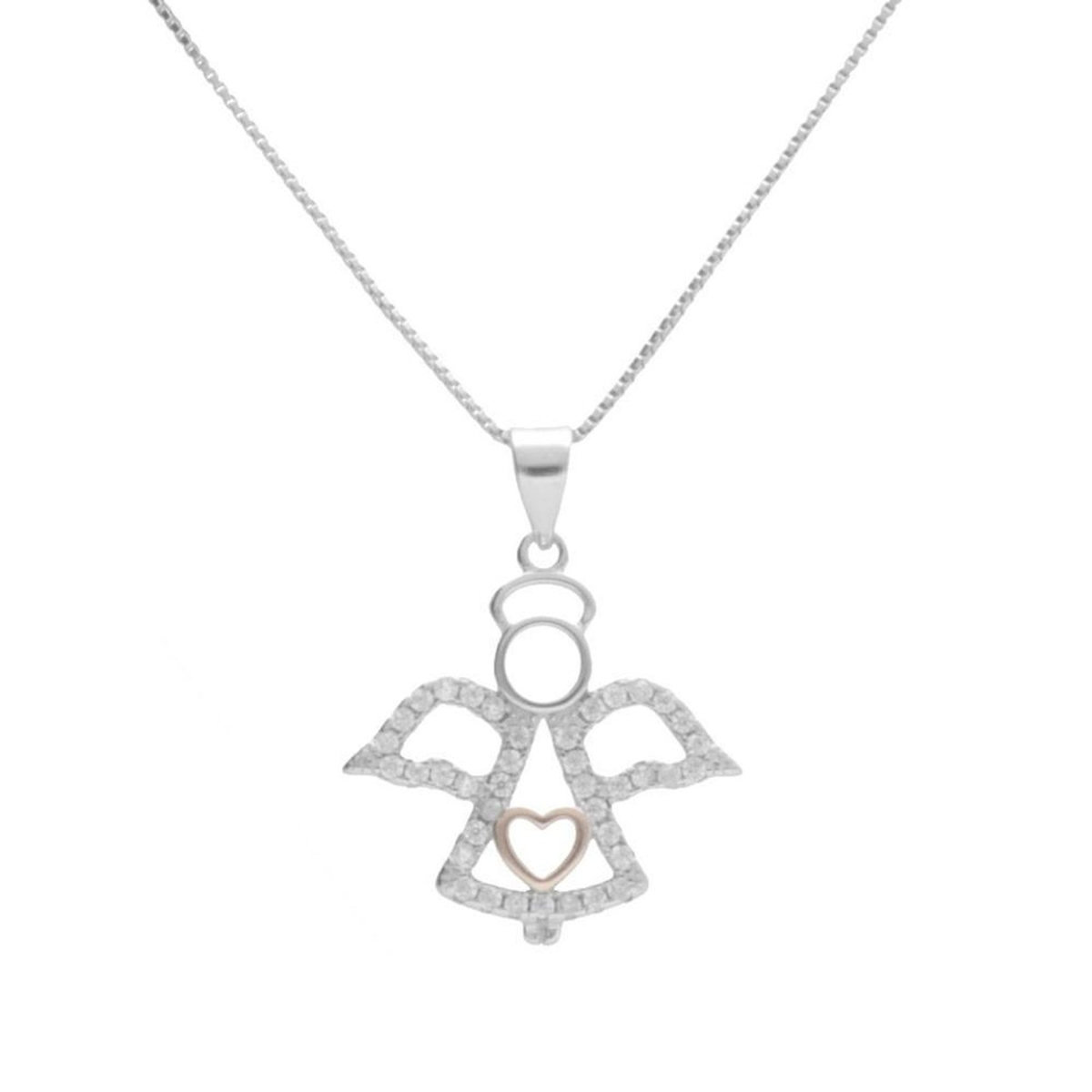 L'ATELIER D'AZUR Collier Argent 925/000 Rhodié - Ange Pavé de Zirconiums