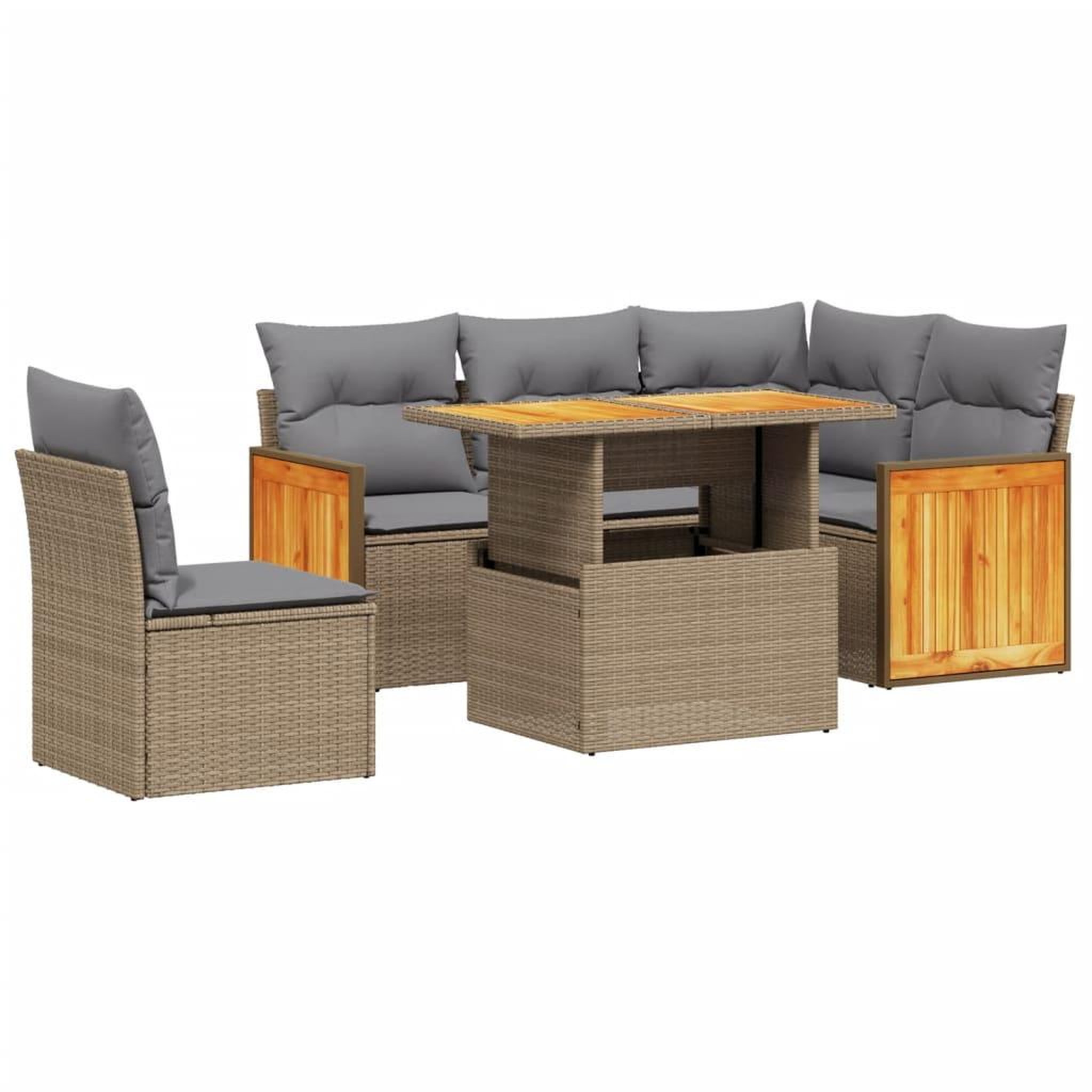Voir la diapositive 2 : VIDAXL Salon de jardin avec coussins 6 pcs beige resine tressee