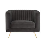 Rendez vous déco Fauteuil en velours gris et pieds en métal doré-Gatsby
