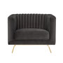 Voir la diapositive 1 : Rendez vous déco Fauteuil en velours gris et pieds en métal doré-Gatsby