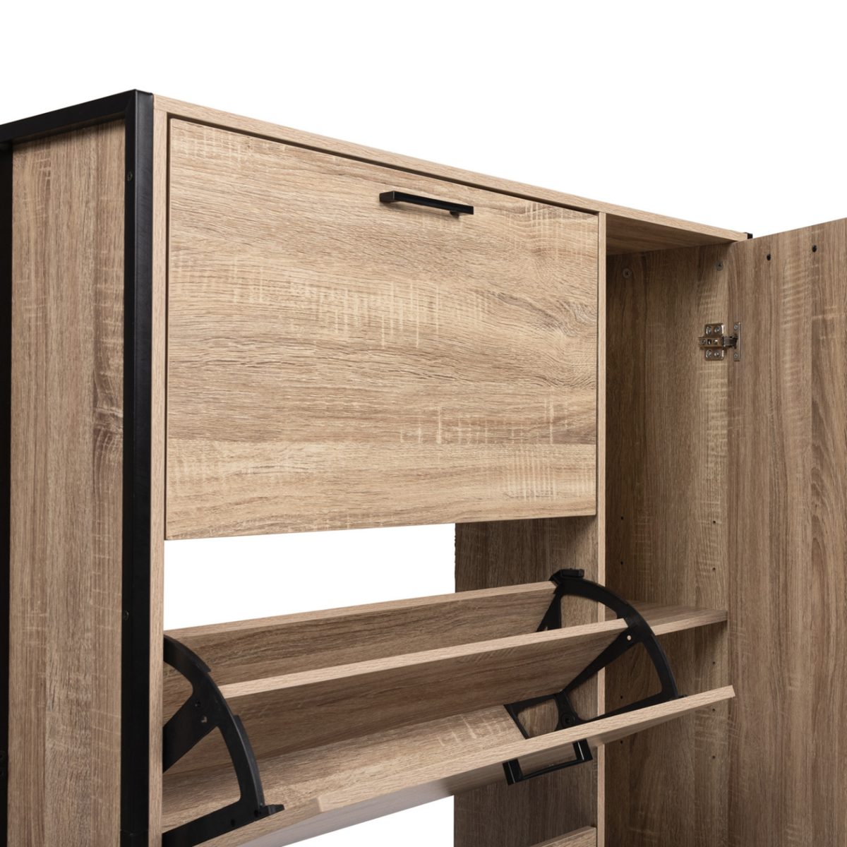 ID MARKET Meuble à chaussures 20 paires LUIS 4 portes dont 1 placard design industriel