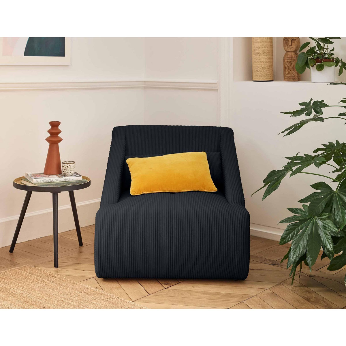 LISA DESIGN Onyx - fauteuil - en velours côtelé