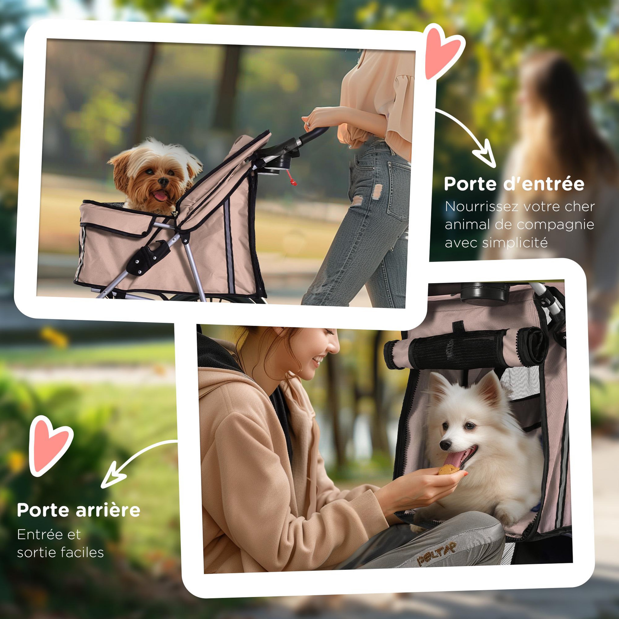 Voir la diapositive 6 : PAWHUT Poussette buggy pliable pour chiens tissu 600d oxford imperméable 4 roues marron