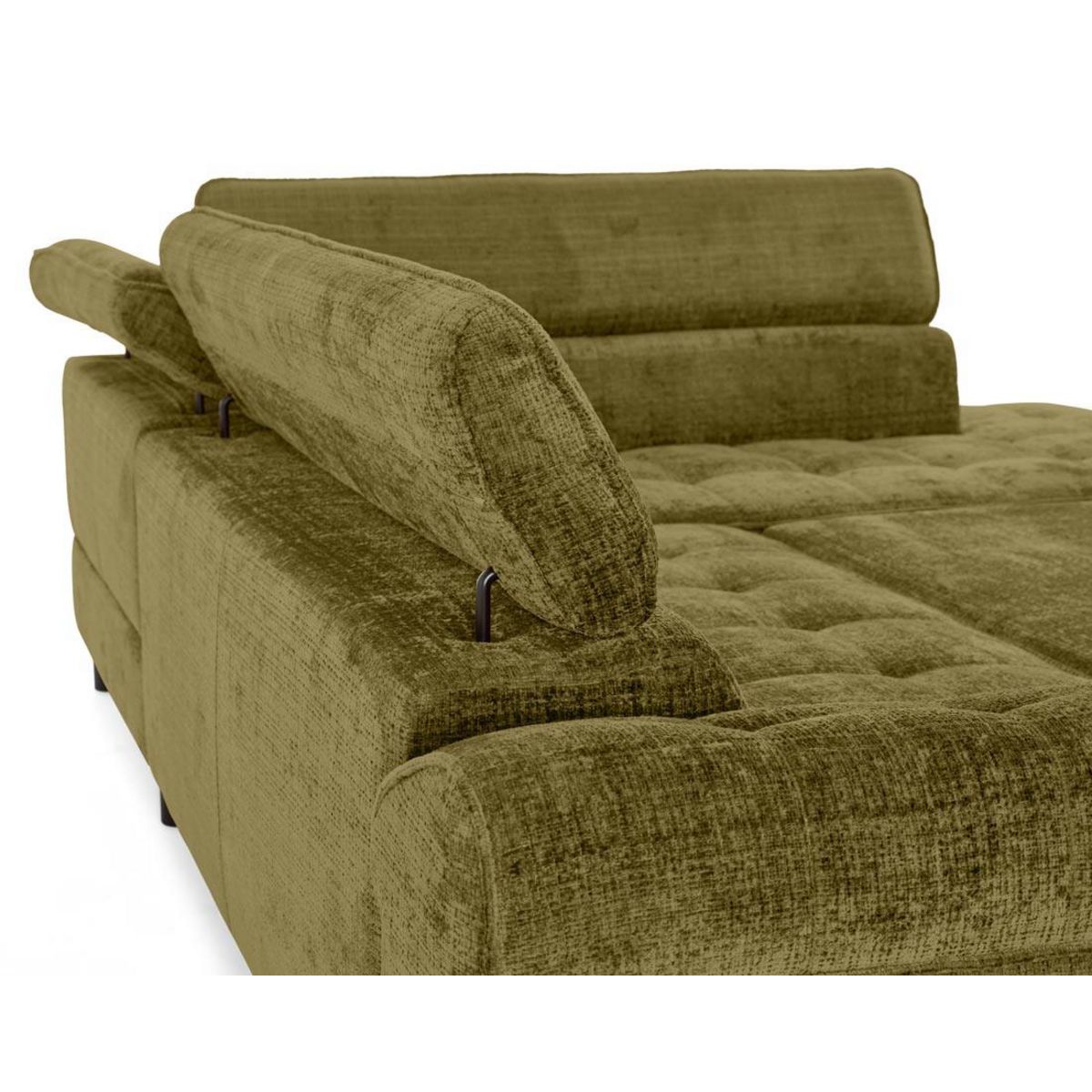 LISA DESIGN Marlo - canapé d'angle droit 5 places convertible avec coffre et têtières en velours texturé