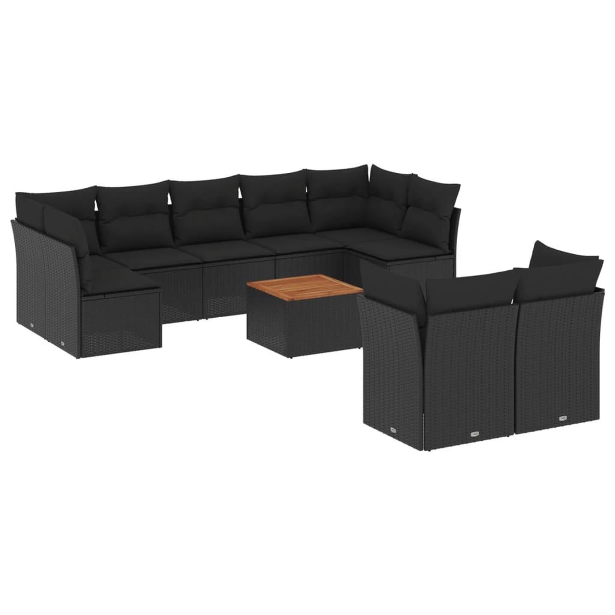 Voir la diapositive 2 : VIDAXL Salon de jardin 10 pcs avec coussins noir resine tressee