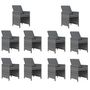 Voir la diapositive 4 : VIDAXL Ensemble a manger de jardin coussins 15 pcs Resine tressee Gris