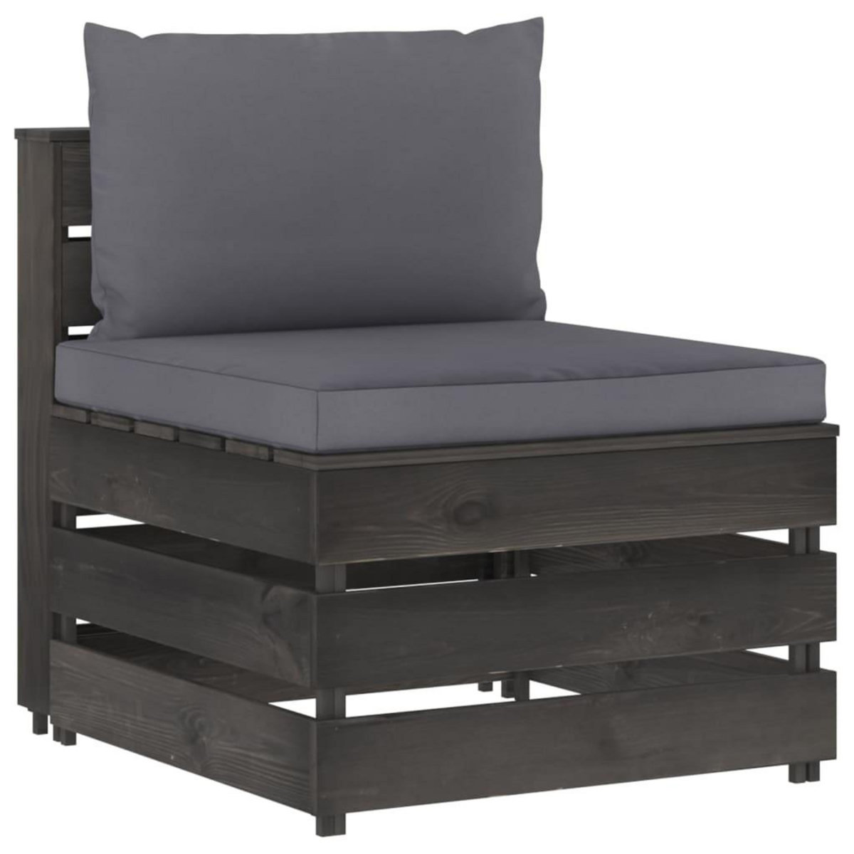 VIDAXL Canape central sectionnel avec coussins Bois impregne de gris