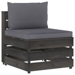 VIDAXL Canape central sectionnel avec coussins Bois impregne de gris