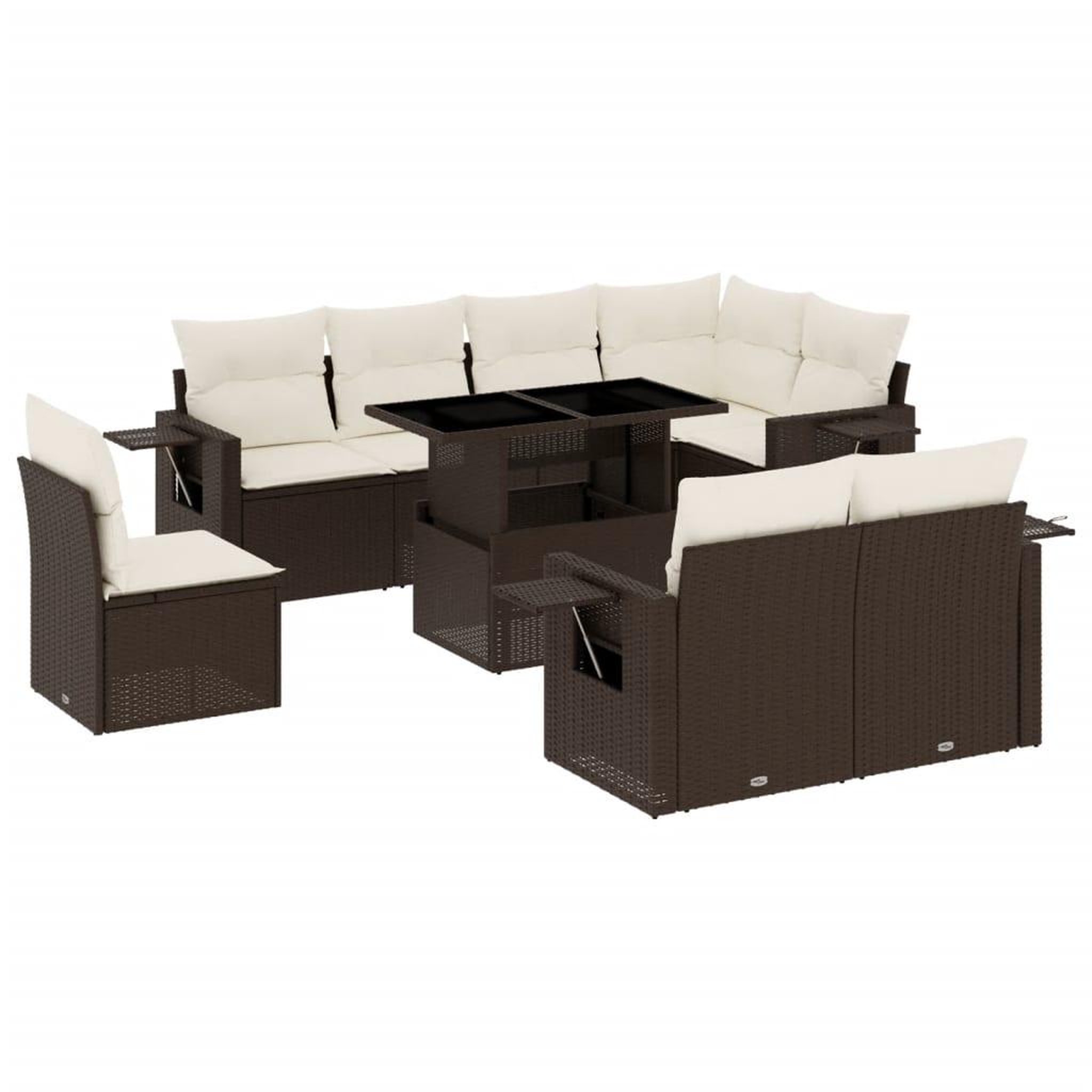 Voir la diapositive 2 : VIDAXL Salon de jardin avec coussins 9 pcs marron resine tressee
