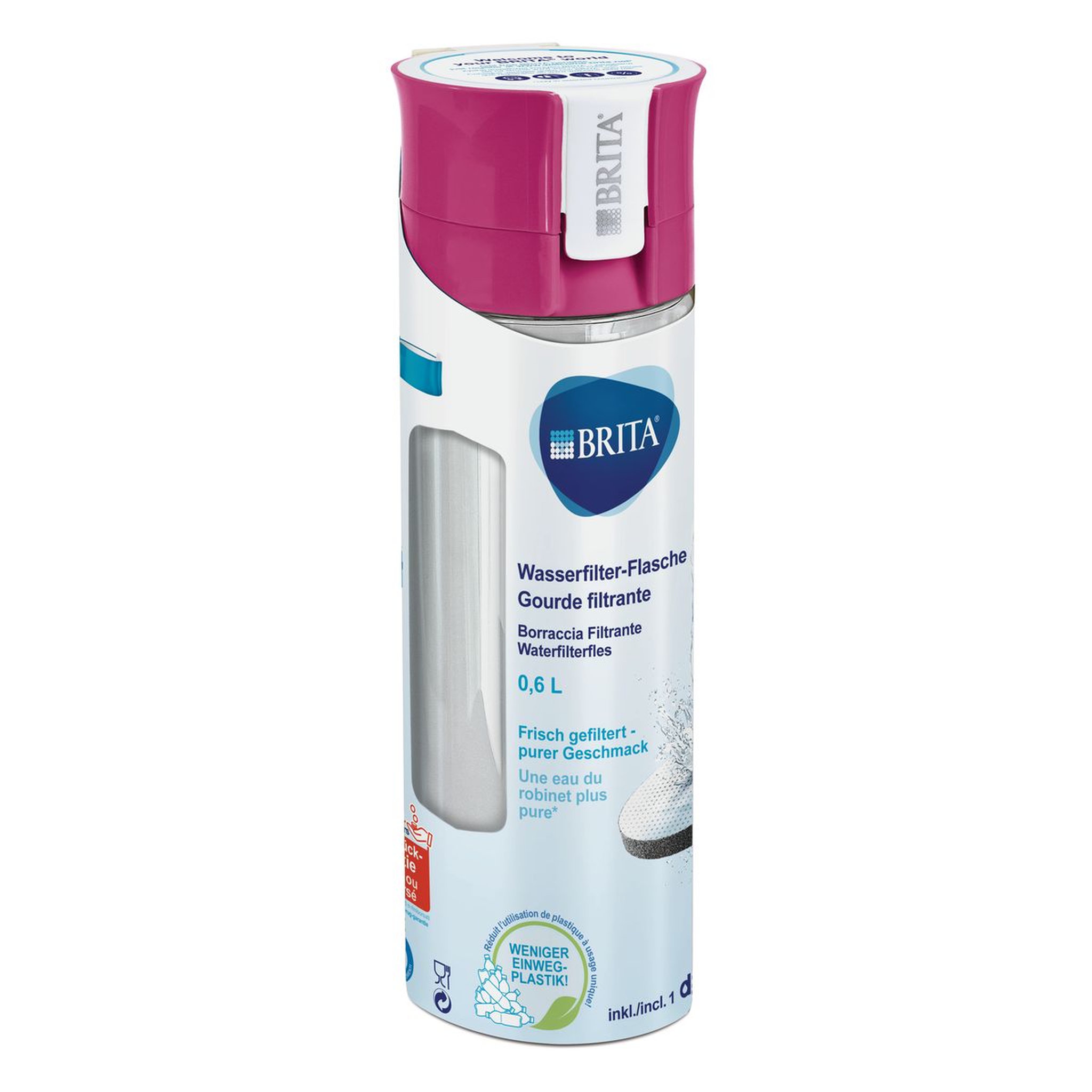 BRITA Gourde filtrante active rose +  1 filtre MicroDisc inclus         