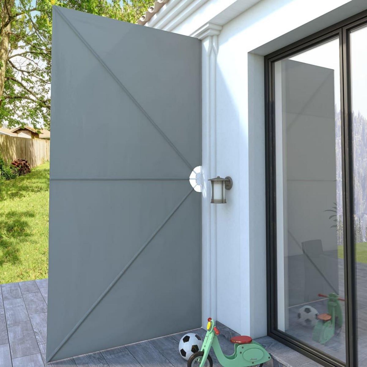 VIDAXL Auvent lateral pliable de terrasse Gris 400 x 200 cm