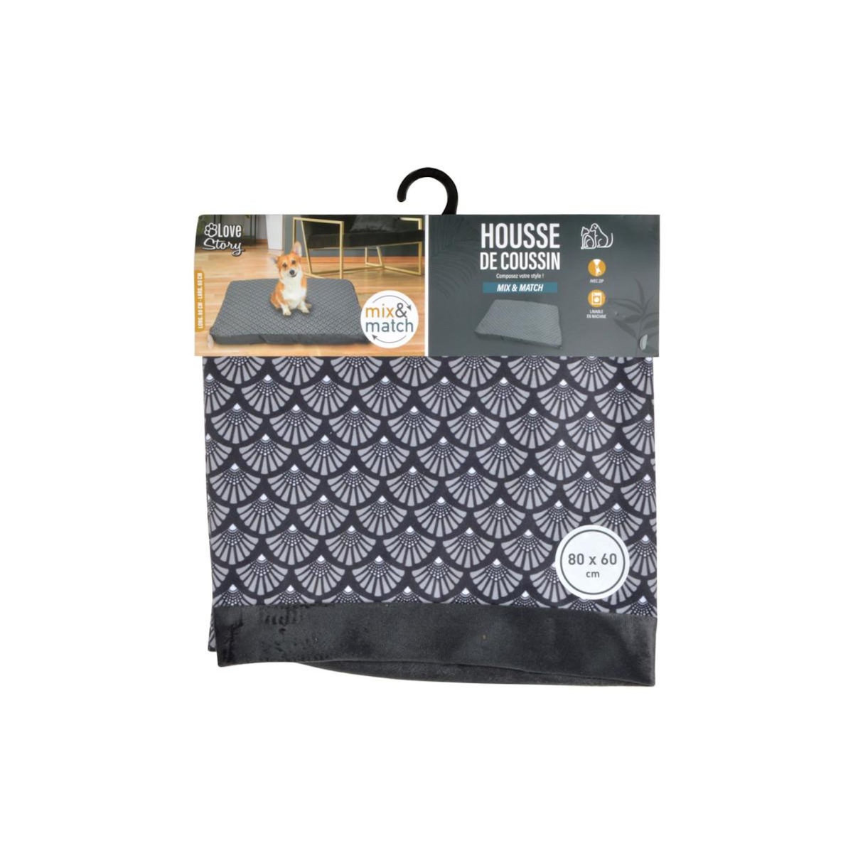 Paris Prix Housse de Coussin pour Chien & Chat  New Art  80cm Anthracite