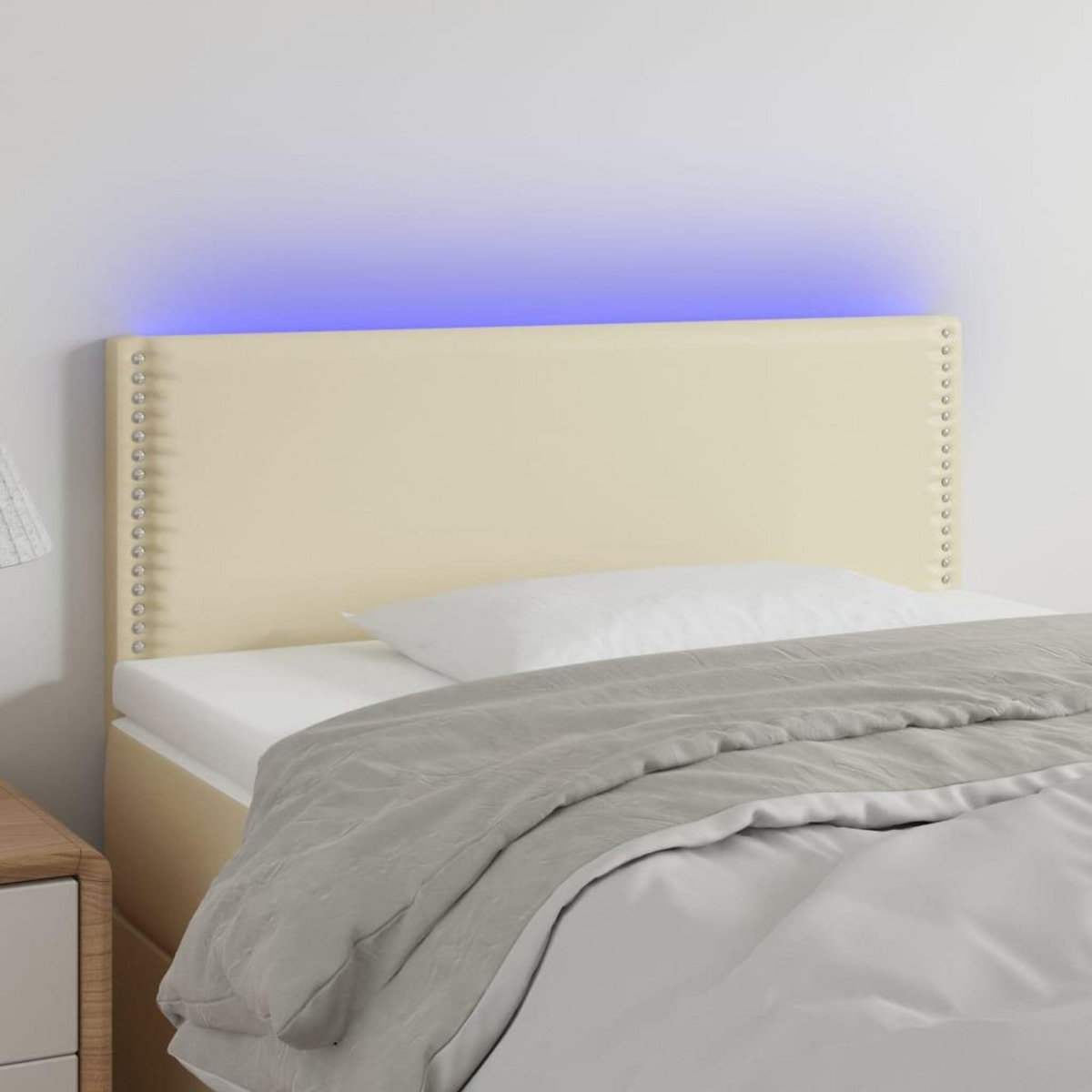 VIDAXL Tete de lit a LED Creme 100x5x78/88 cm Similicuir