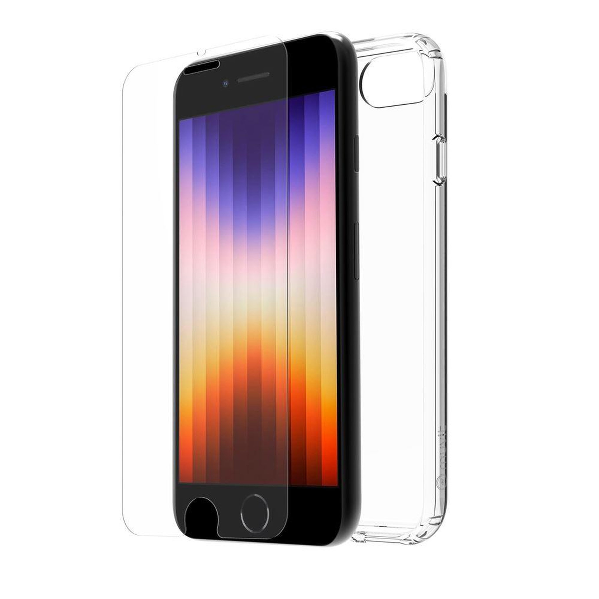 Pack coque téléphone transparente + verre trempé iphone se/8/7/6
