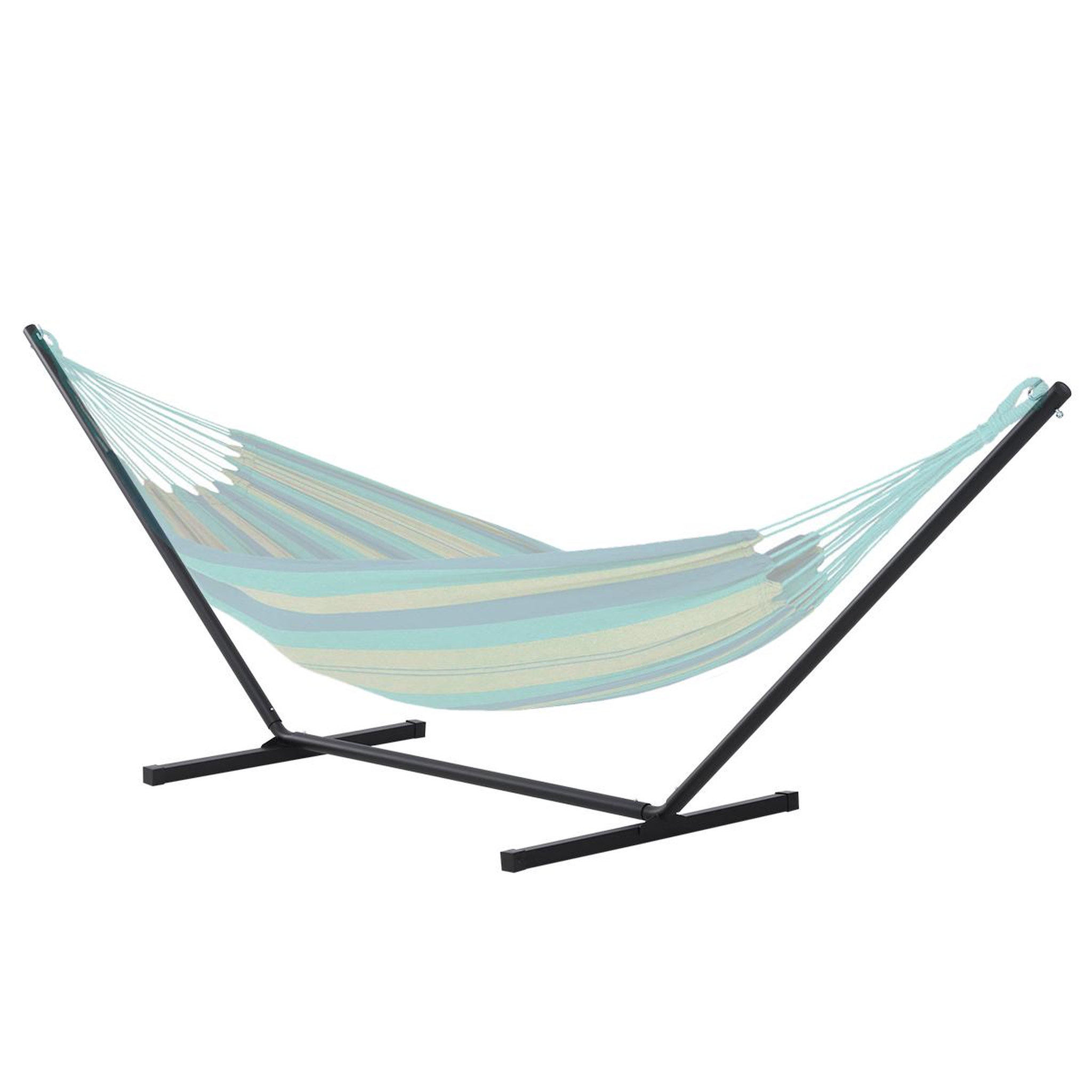 Voir la diapositive 3 : OUTSUNNY Support pied de hamac structure robuste métal époxy noir dim. 3,60L x 0,92l x 1,15H m