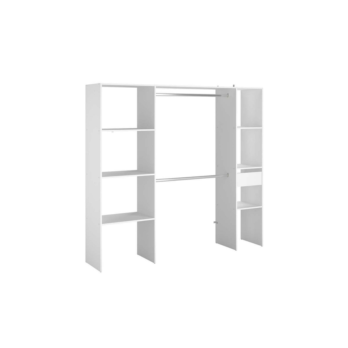 CONCEPT USINE Dressing blanc 6 étagères, 1 tiroir, 2 penderies 198 x 40 x 180 cm ELYSEE