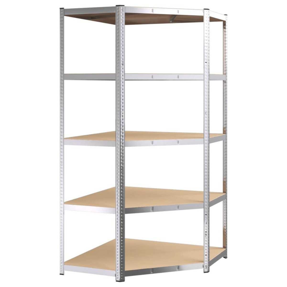 VIDAXL Etagere d'angle 5 niveaux Argente Acier et bois d'ingenierie