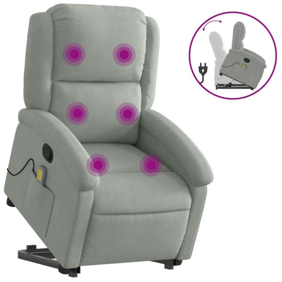 VIDAXL Fauteuil de massage inclinable Gris clair Velours