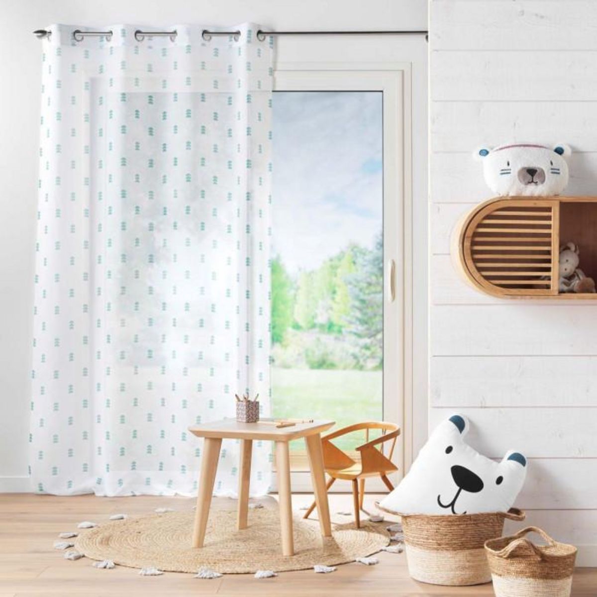 Paris Prix Rideau Voilage à Œillets  Geokid  140x240cm Sauge