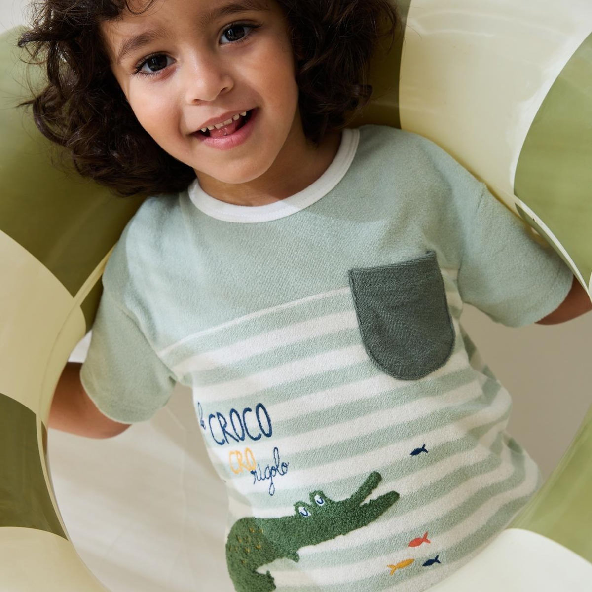 Petit Béguin T-shirt en éponge Crocro rigolo