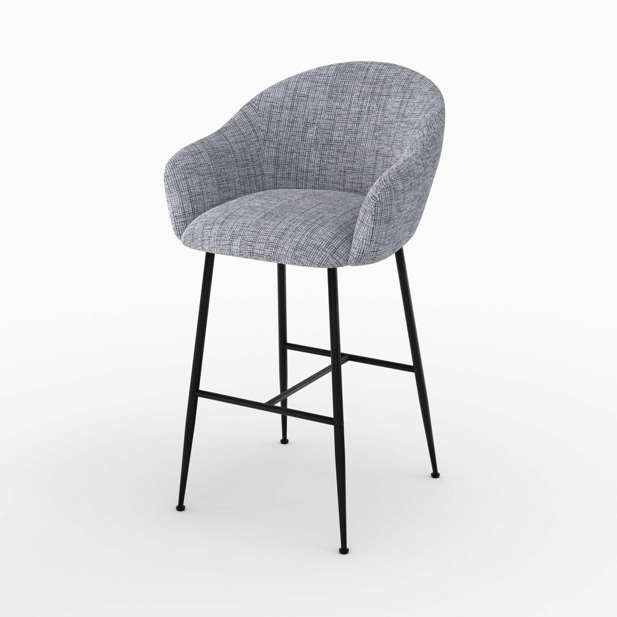 Rendez vous déco Chaise de bar en tissu blanc chiné 76 cm - Socky