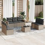 VIDAXL Salon de jardin 8 pcs avec coussins gris resine tressee