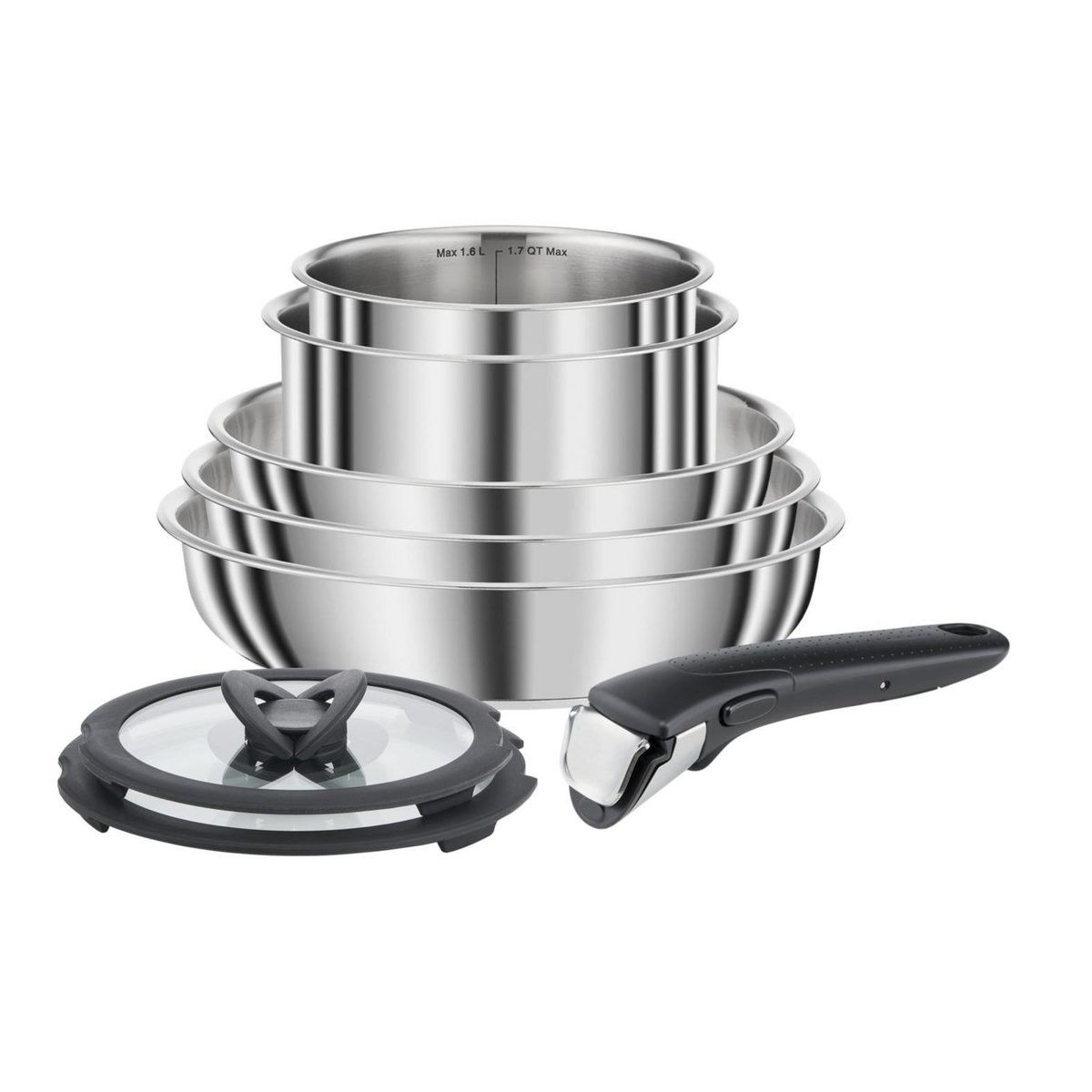 SEB Batterie de cuisine induction 8 pièces COMPACT inox 