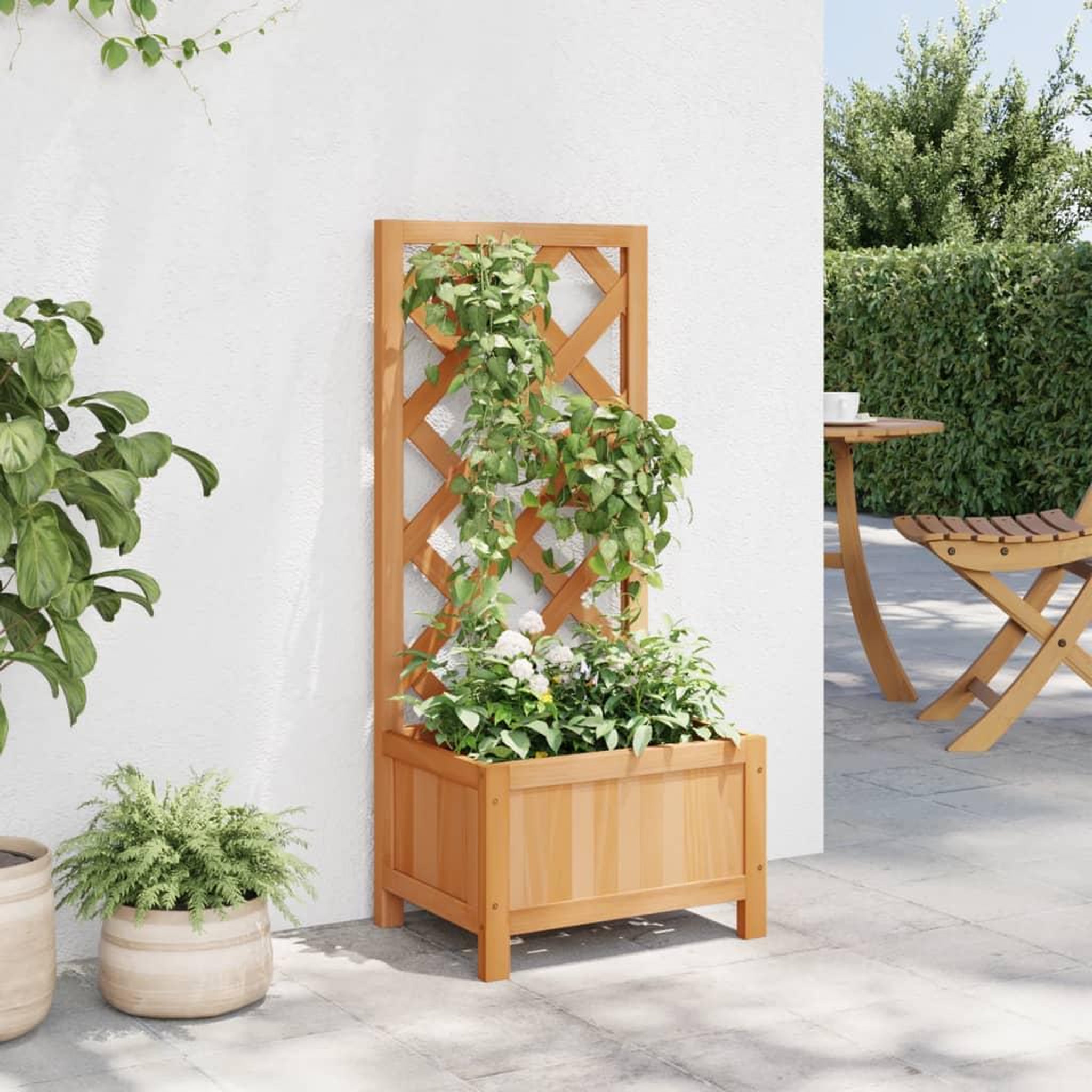 Voir la diapositive 3 : VIDAXL Jardiniere avec treillis marron bois massif de sapin