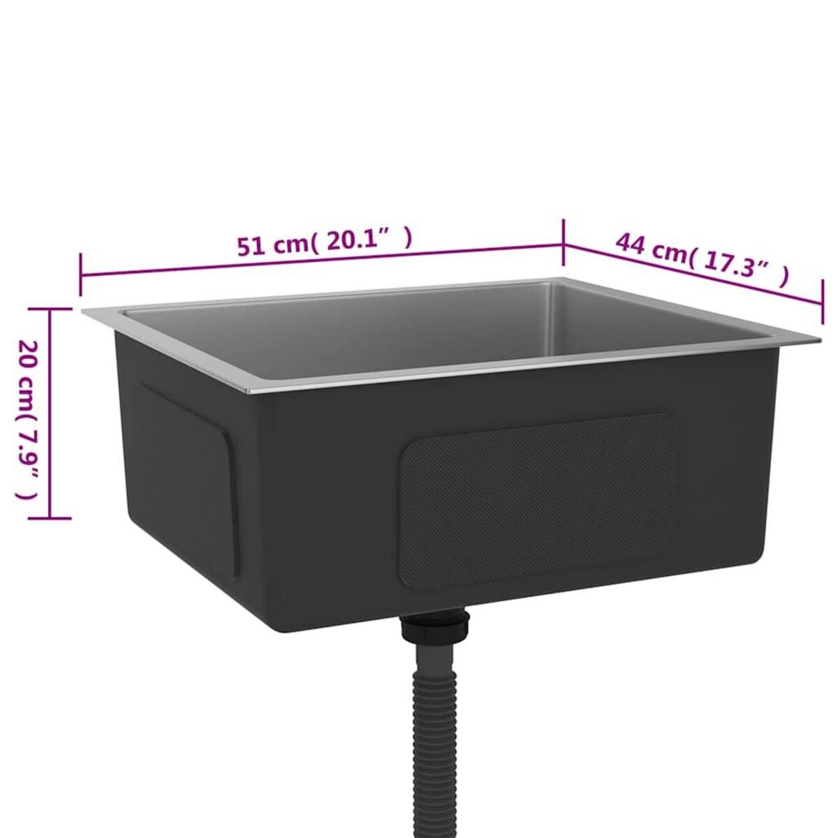 VIDAXL Evier de cuisine fait main Acier inoxydable