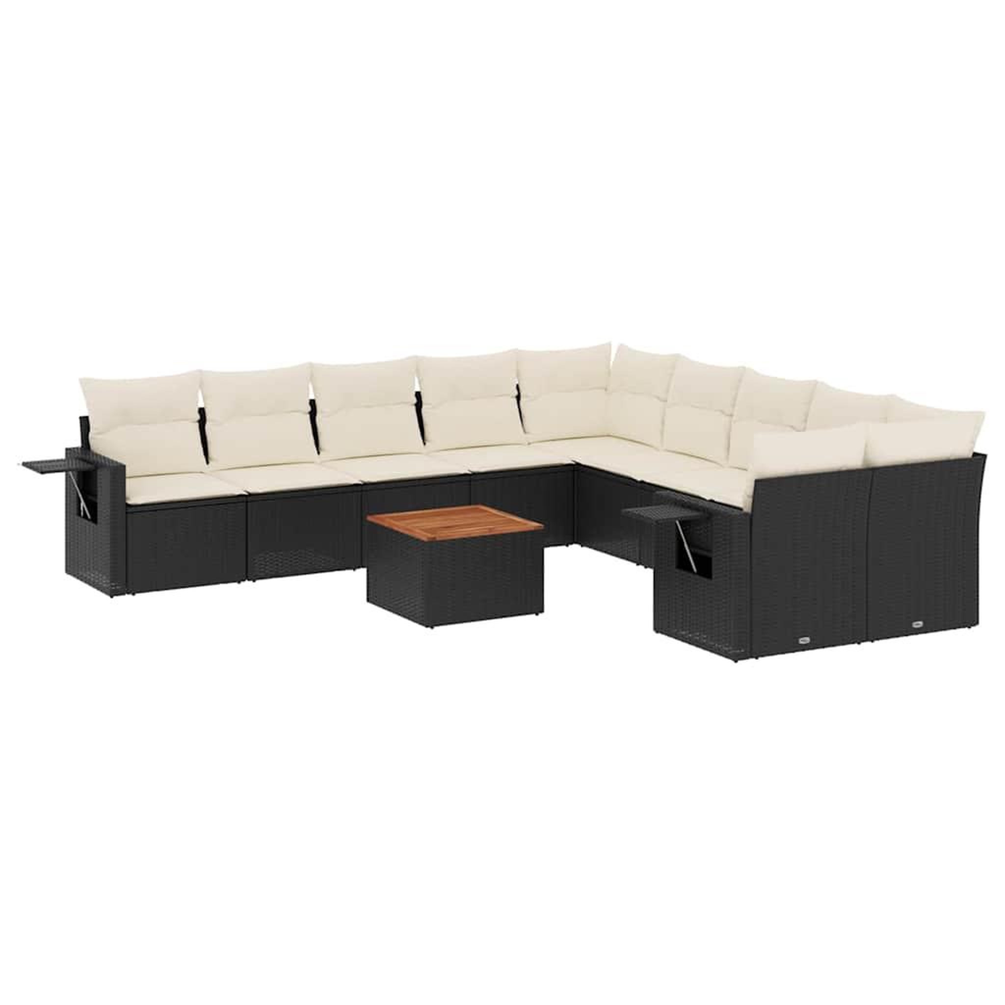 Voir la diapositive 2 : VIDAXL Salon de jardin 11 pcs avec coussins noir resine tressee