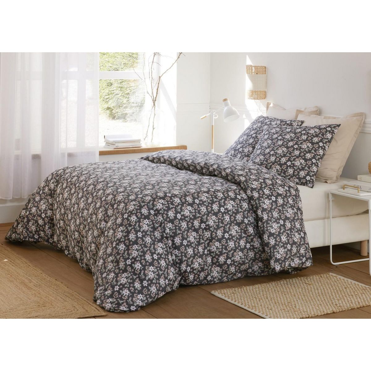 BATON ROUGE Parure housse de couette 100% gaze de coton imprimé sakuria