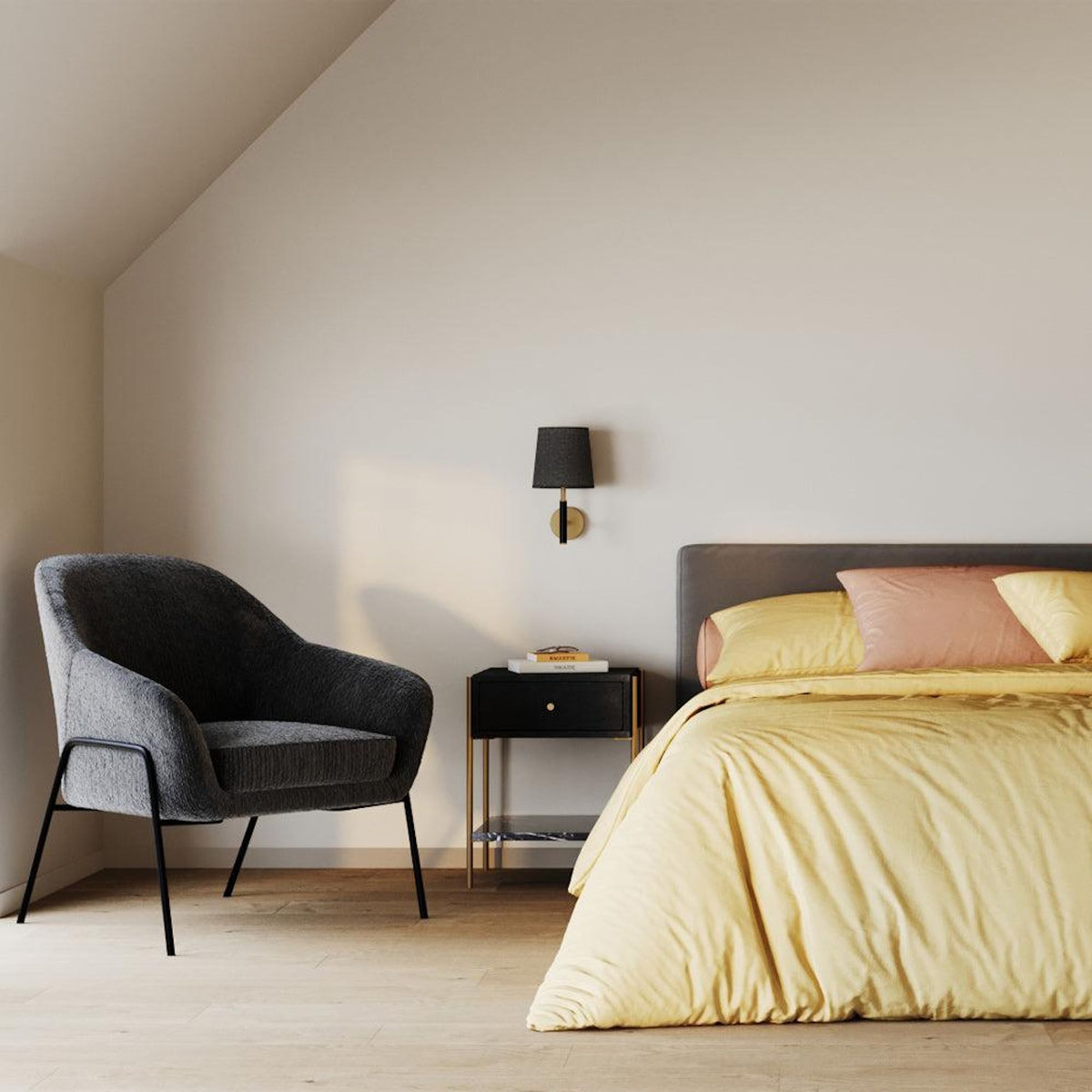 Rendez vous déco Table de chevet 1 tiroir en bois noir et métal doré-Doori