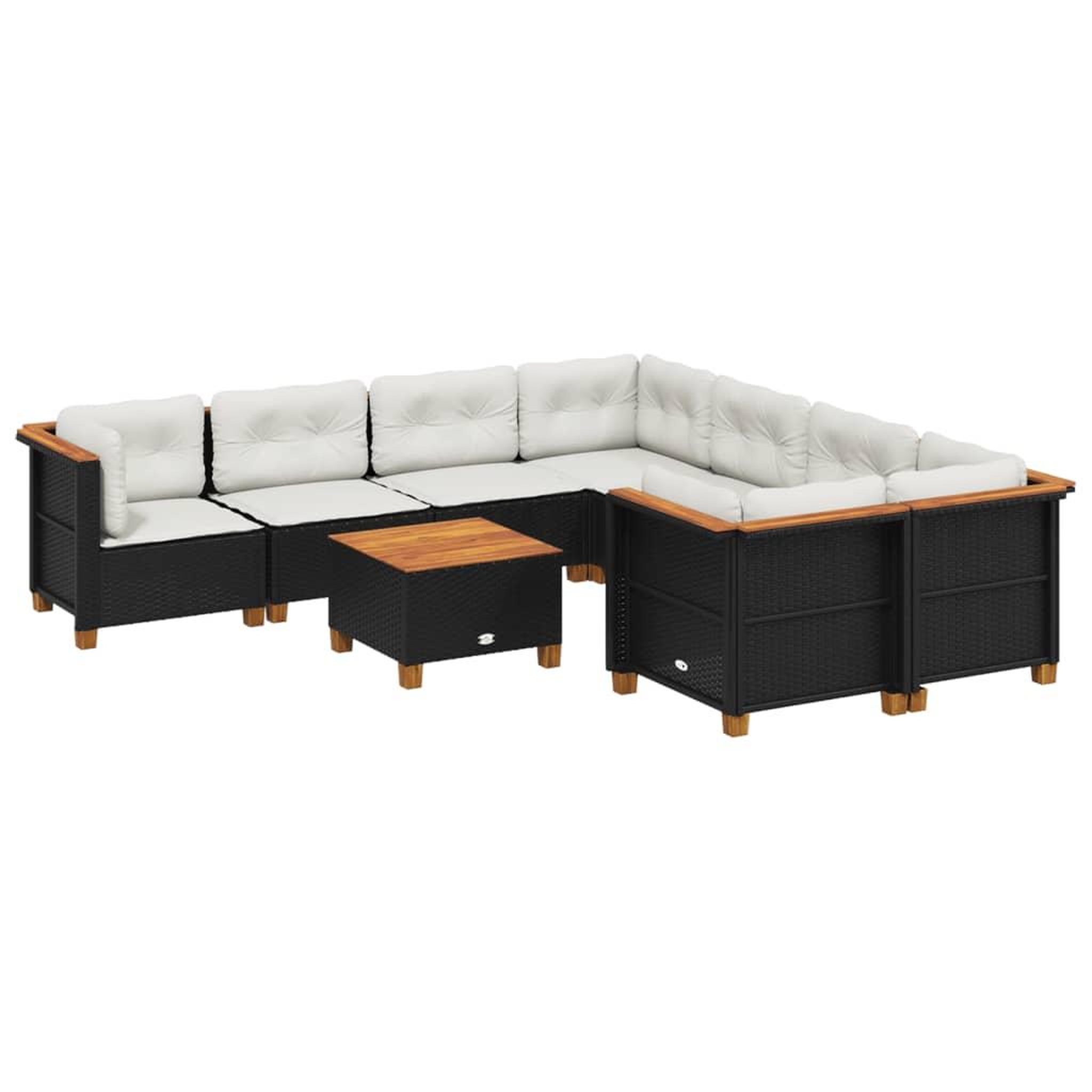 Voir la diapositive 2 : VIDAXL Salon de jardin 9 pcs avec coussins noir resine tressee
