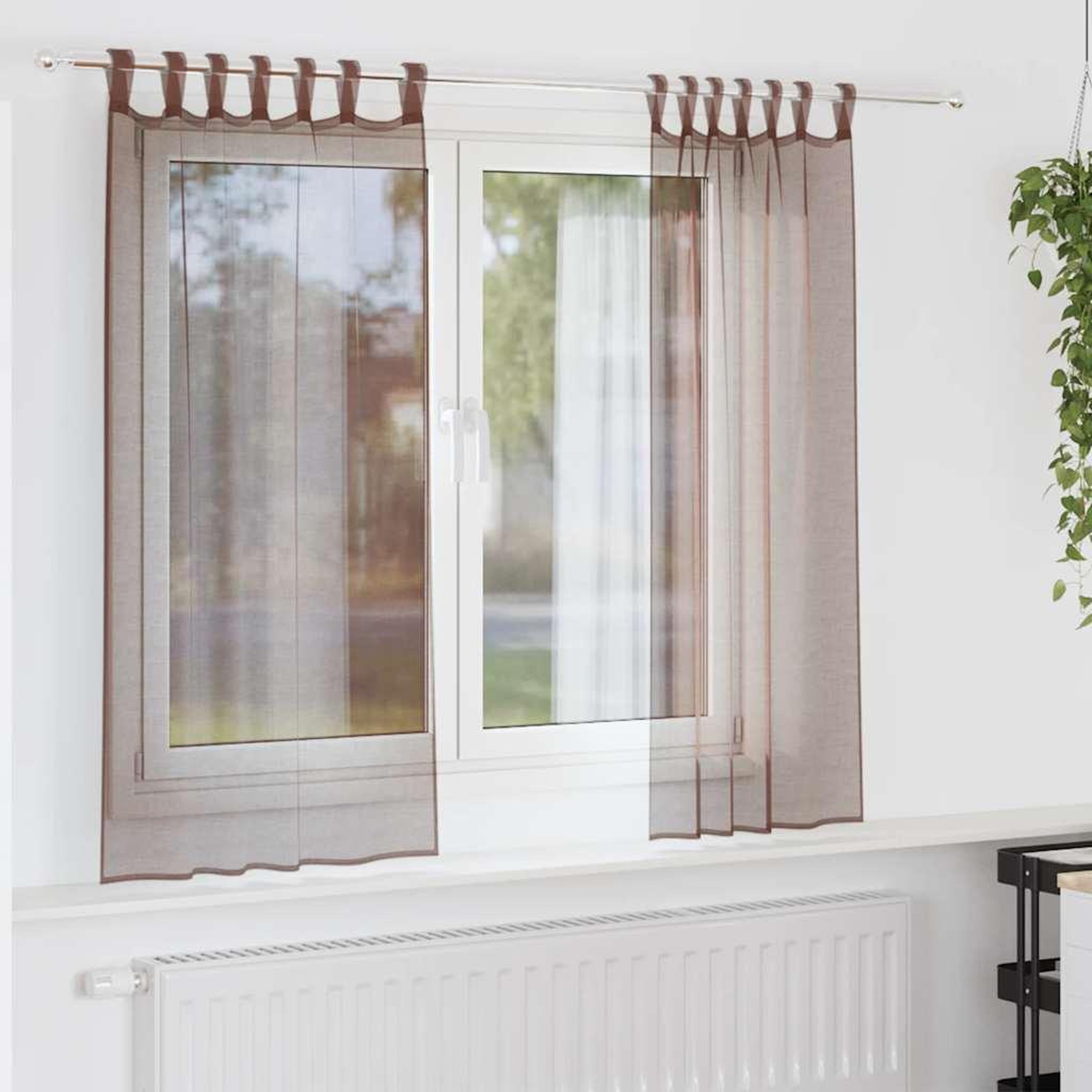 VIDAXL Rideaux en voile avec passe-tringles 2 pcs marron