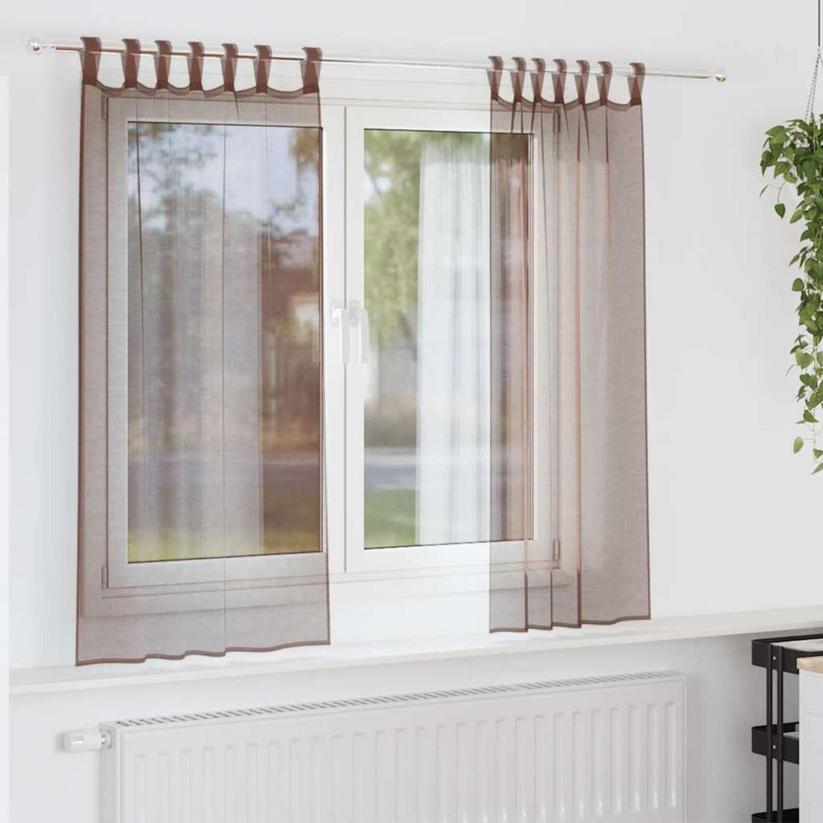 VIDAXL Rideaux en voile avec passe-tringles 2 pcs marron