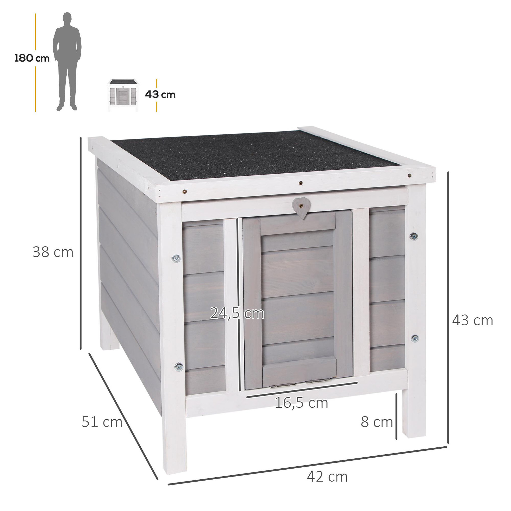 Voir la diapositive 3 : PAWHUT Clapier lapin niche sur pied - rampe porte verrouillable, toit ouvrant bitumé incliné - bois gris blanc