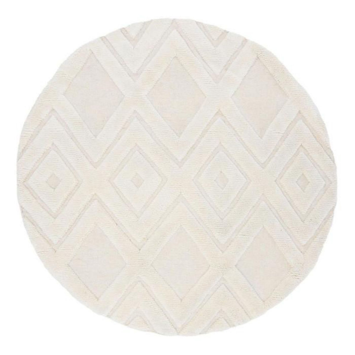 Paris Prix Tapis Déco Rond en Laine  Dahlia  200cm Blanc