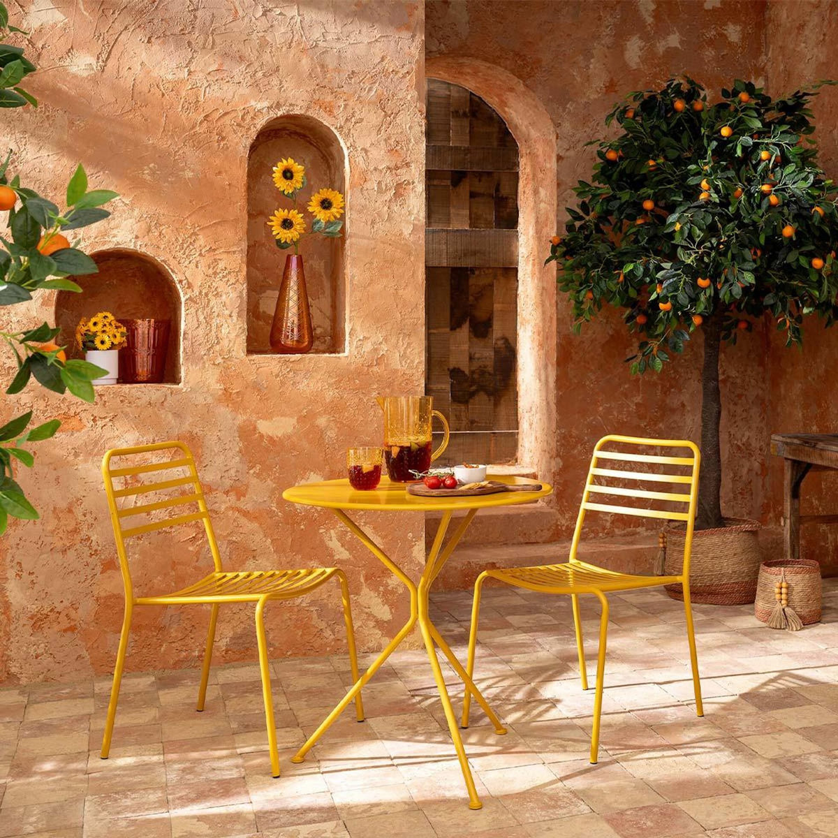 Paris Prix Table de Jardin en Métal  Tripod  72cm Ocre