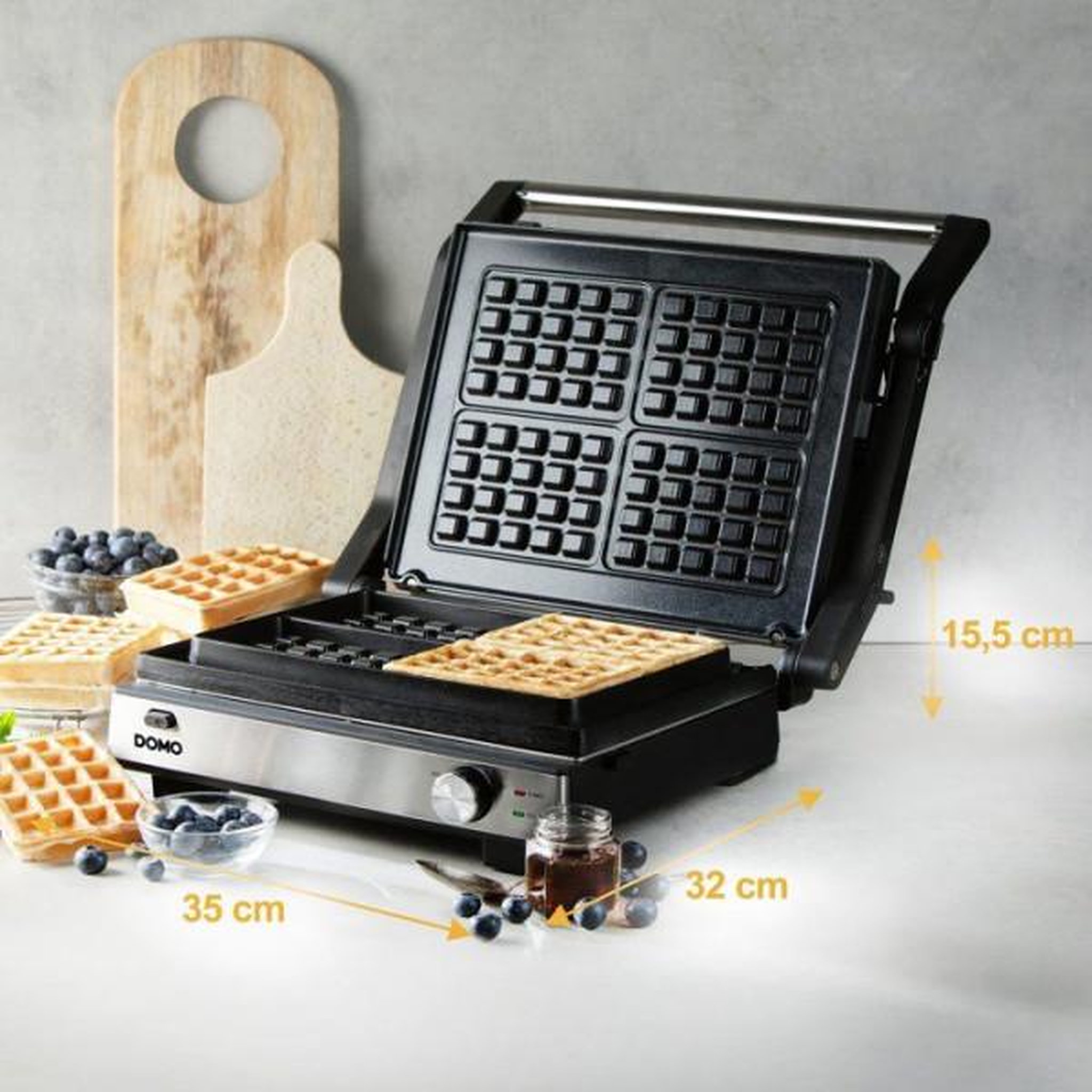 Voir la diapositive 5 : Domo Gril de contact multifonction 2 en 1 - DOMO - DO9287G - Gril et gaufrier - Plaques amovibles - 1800 W