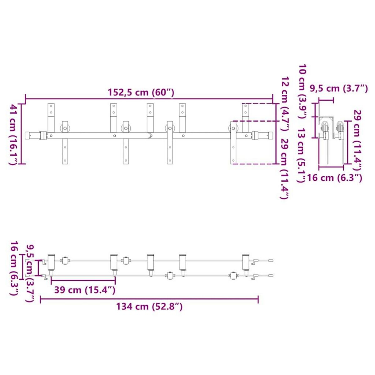 VIDAXL Kit de quincaillerie de porte coulissante 152,5 cm acier noir