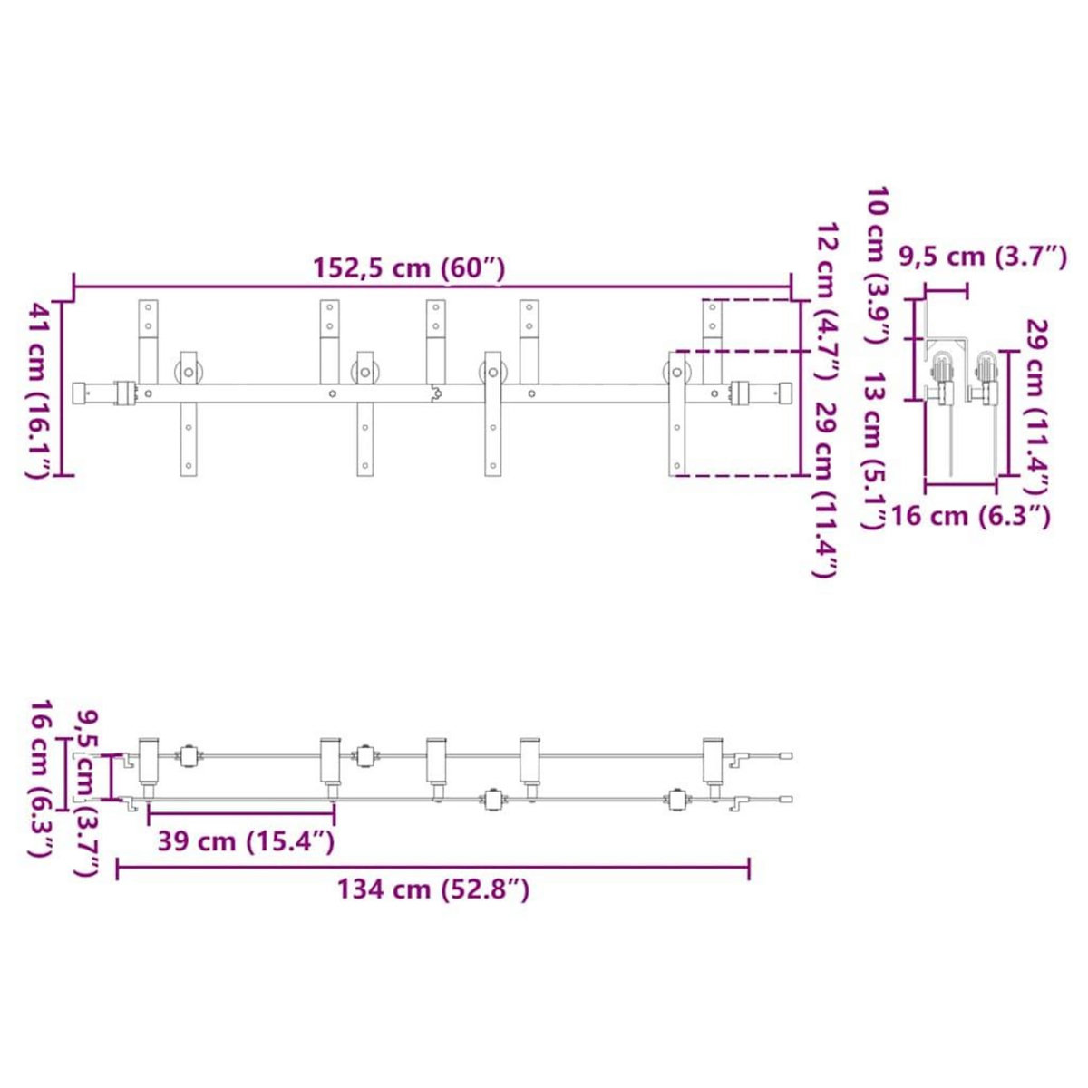 VIDAXL Kit de quincaillerie de porte coulissante 152,5 cm acier noir