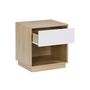 Voir la diapositive 5 : SWEEEK Lot de 2 tables de chevet 1 tiroir 1 niche effet bois bicolore