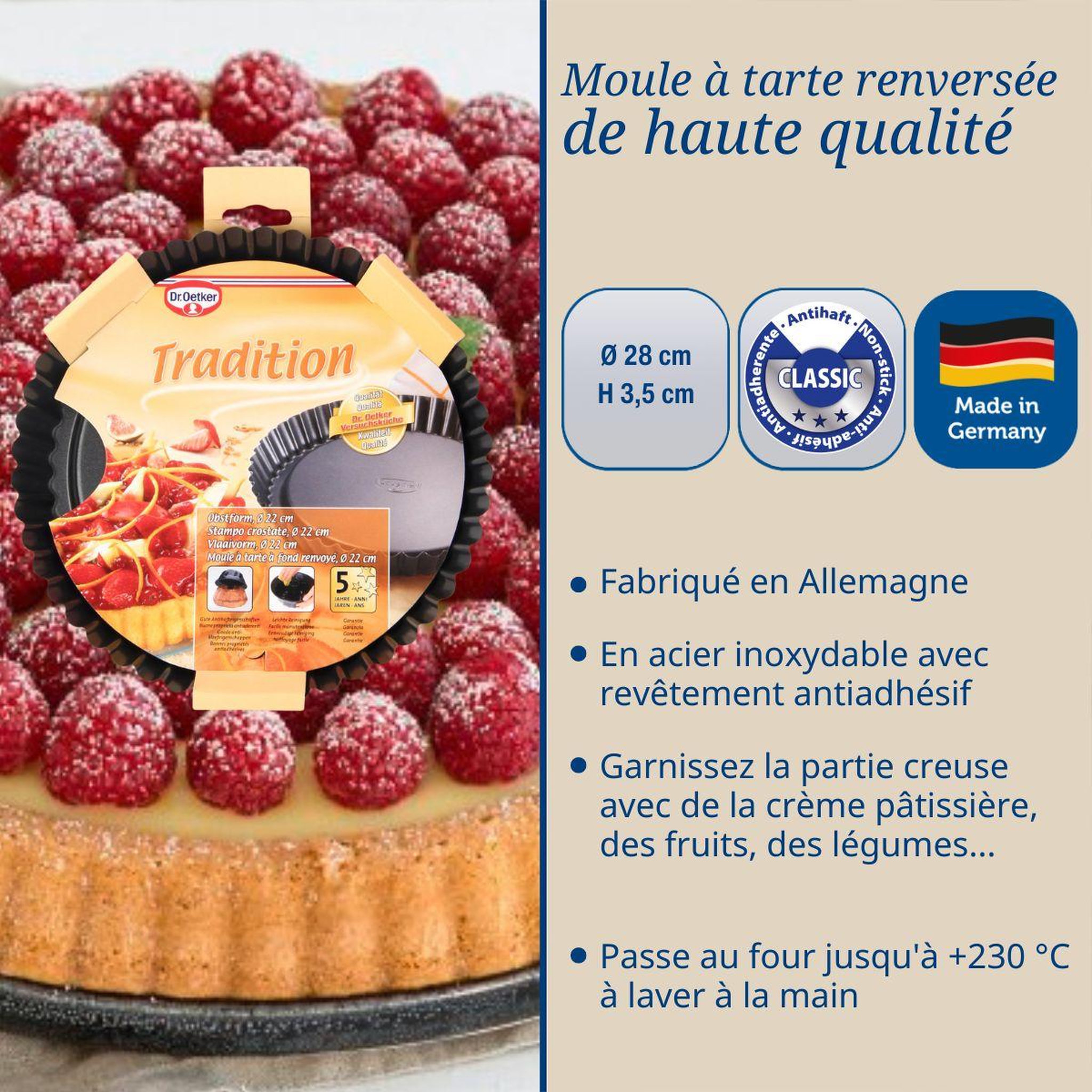 Voir la diapositive 3 : DR.OETKER Moule à tarte renversée 28 cm dr.oetker tradition