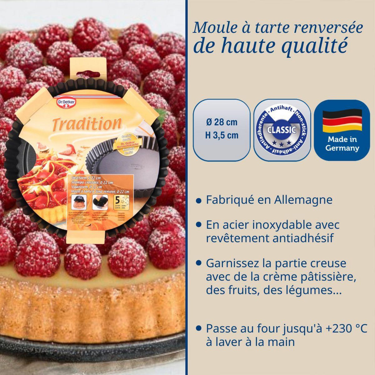 DR.OETKER Moule à tarte renversée 28 cm Dr.Oetker Tradition