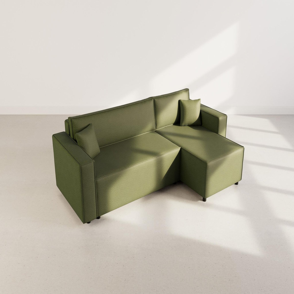 BEST MOBILIER Jonas - canapé d'angle réversible 4 places convertible avec coffre en tissu texturé