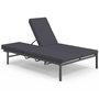 Voir la diapositive 3 : ID MARKET Lit bain de soleil double, transat de jardin inclinables double, en acier avec matelas gris anthracite