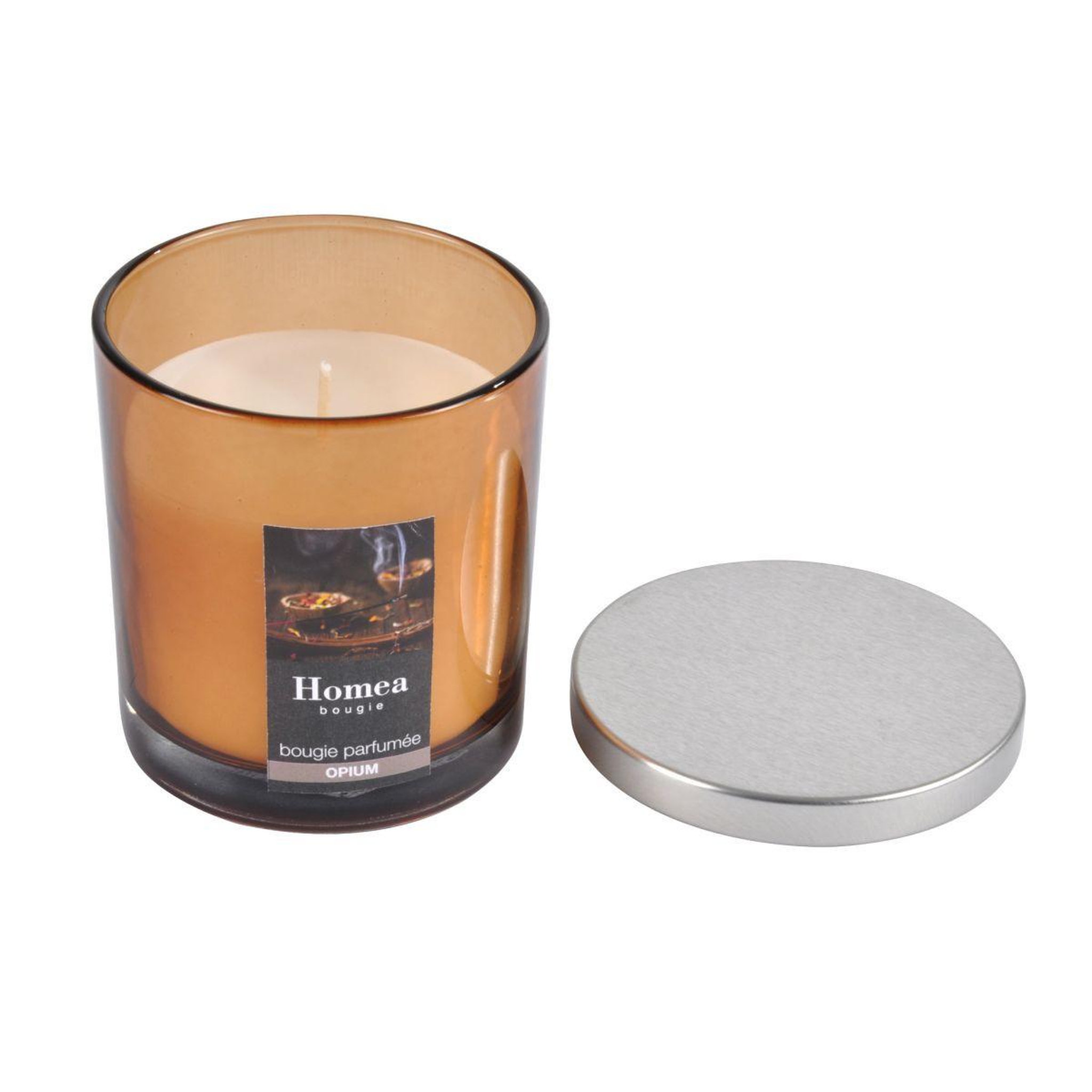 HOMEA Bougie parfumée couvercle  essentiel  8cm opium