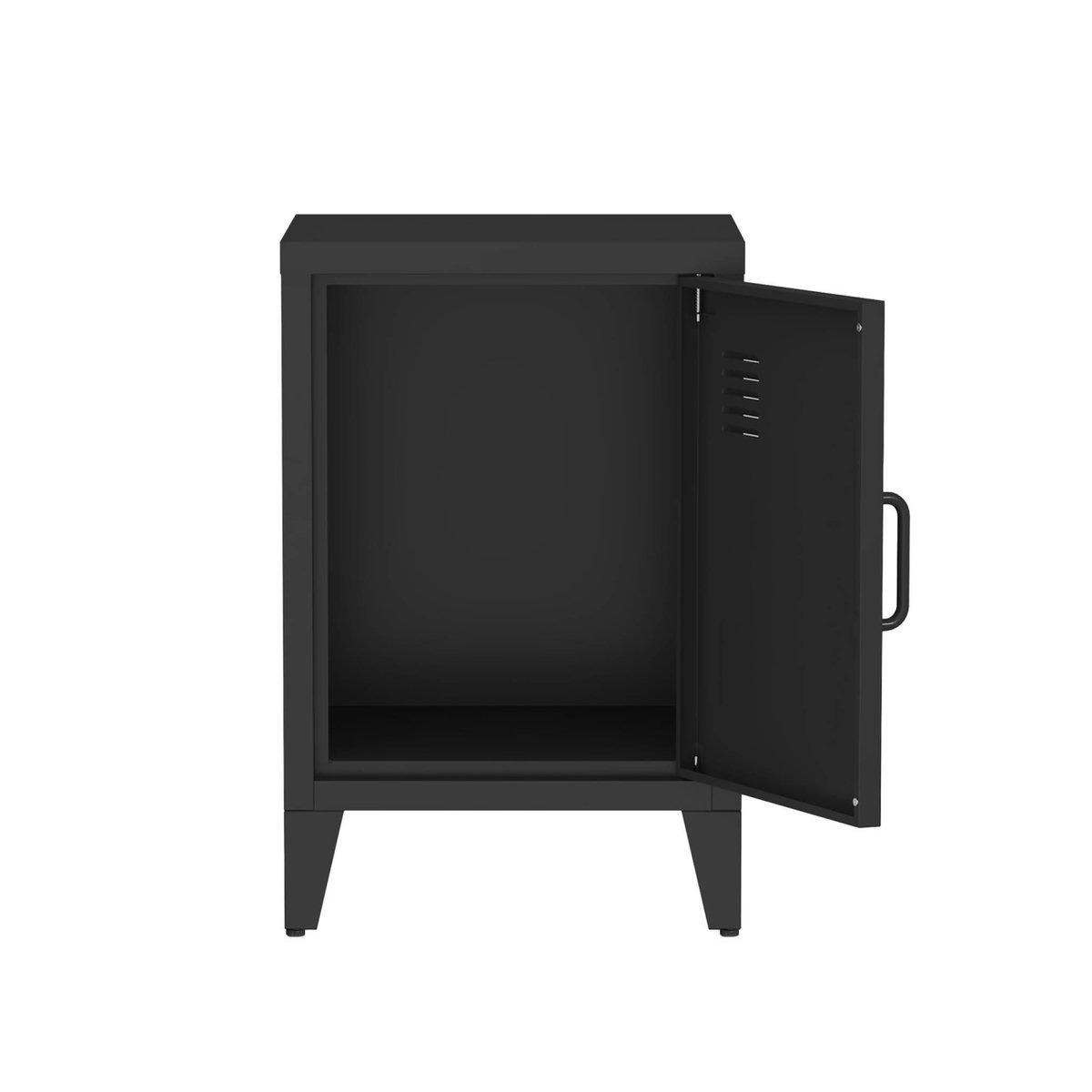 SWEEEK Table de chevet en acier noir. 1 porte. casier. chambre enfant