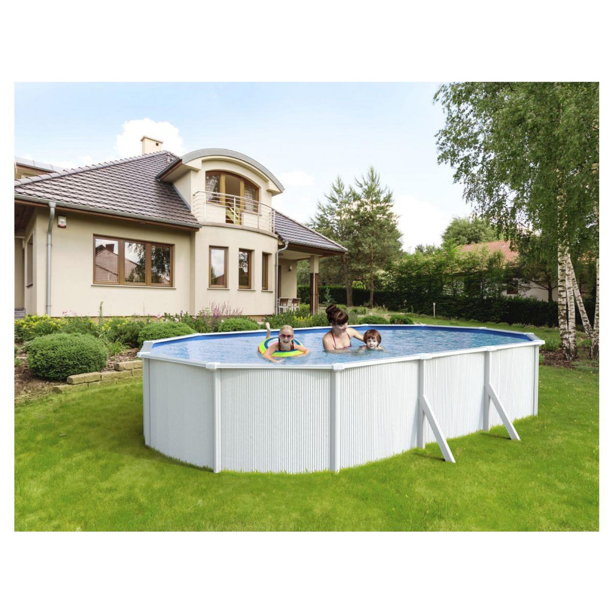 trigano Piscine Ovale Acier Saphir - 7,60 x 3,90 m 