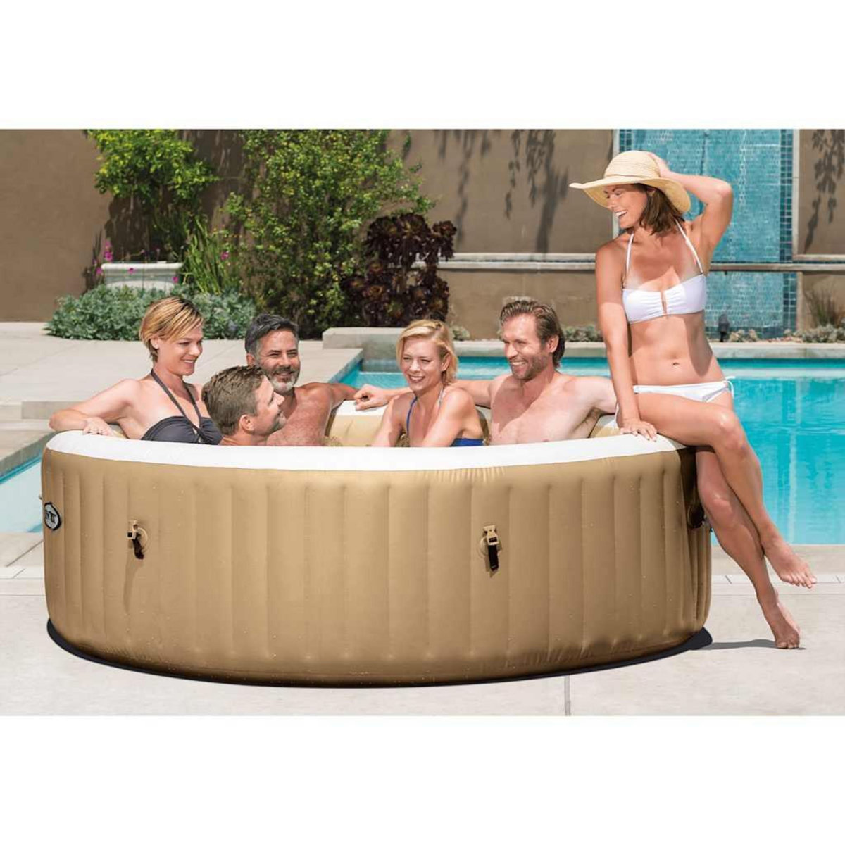 INTEX Intex Baignoire de massage a bulles ronde PureSpa 216x71cm 6 personnes